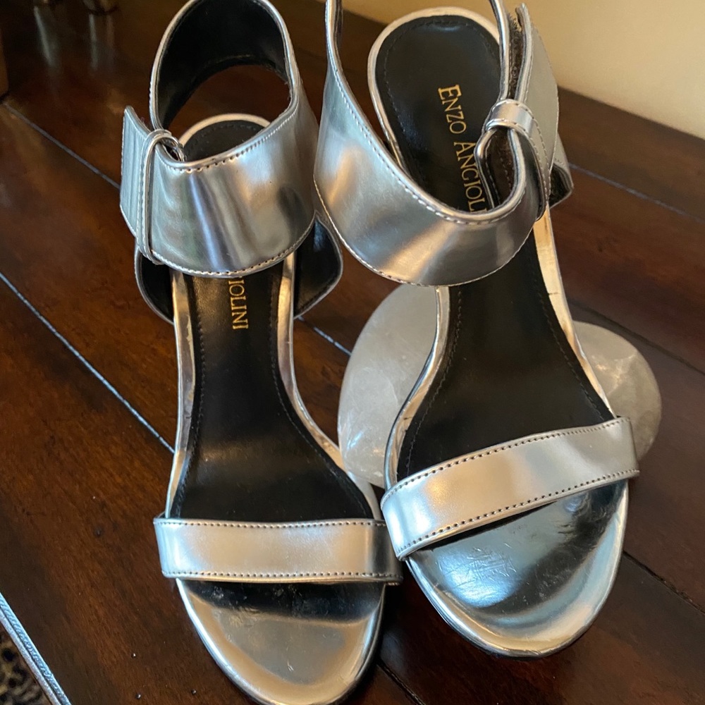 Enzo Angiolini Silver Heels
